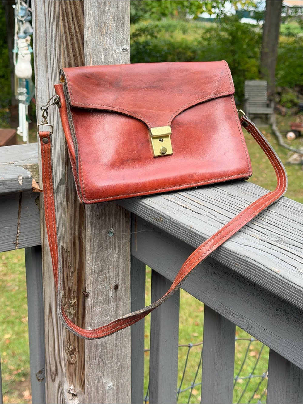 Vintage Classic Leather Crossbody Bag in Burnt Orange QUALITY